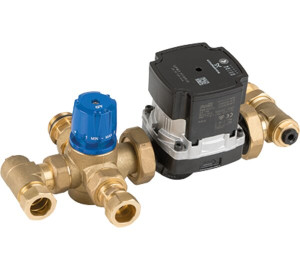 Grupo de distribución con regulación termostática